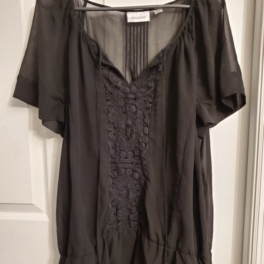 Avenue Brand Black Sheer top/tunic